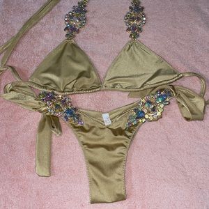 Gorgeous custom Nude crystal swimsuit